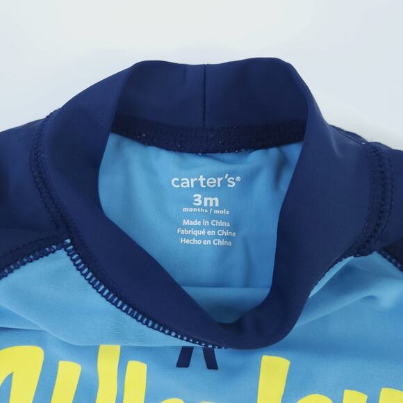 Carters Lot Baby Boy Swim Shorts, Rashguard Size 3 Months Whales, Fish - Picture 3 of 5